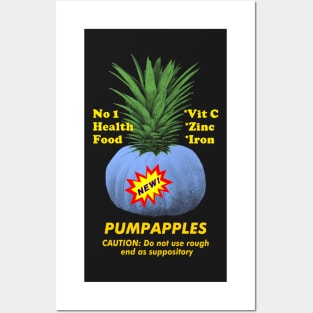 Crazy Blue Pumpkin Pineapple Mock Health Food Posters and Art